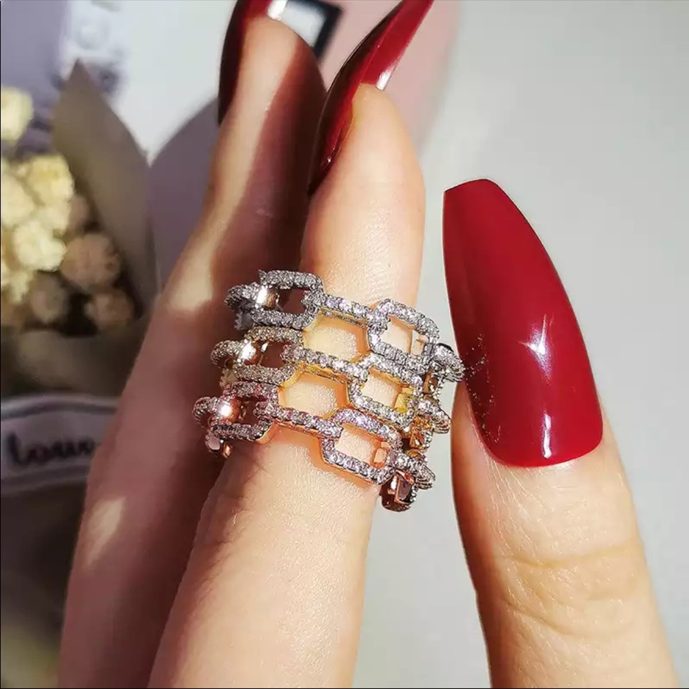 New Women’s Yellow Gold Plated Diamond Eternity Ring - Picture 7 of 8